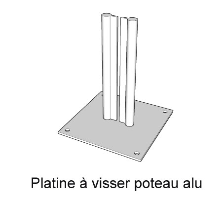 Platine à visser poteau alu