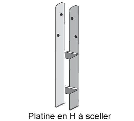 Platine en H à sceller